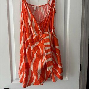 H&M Orange Zebra Print Wrap Mini Dress